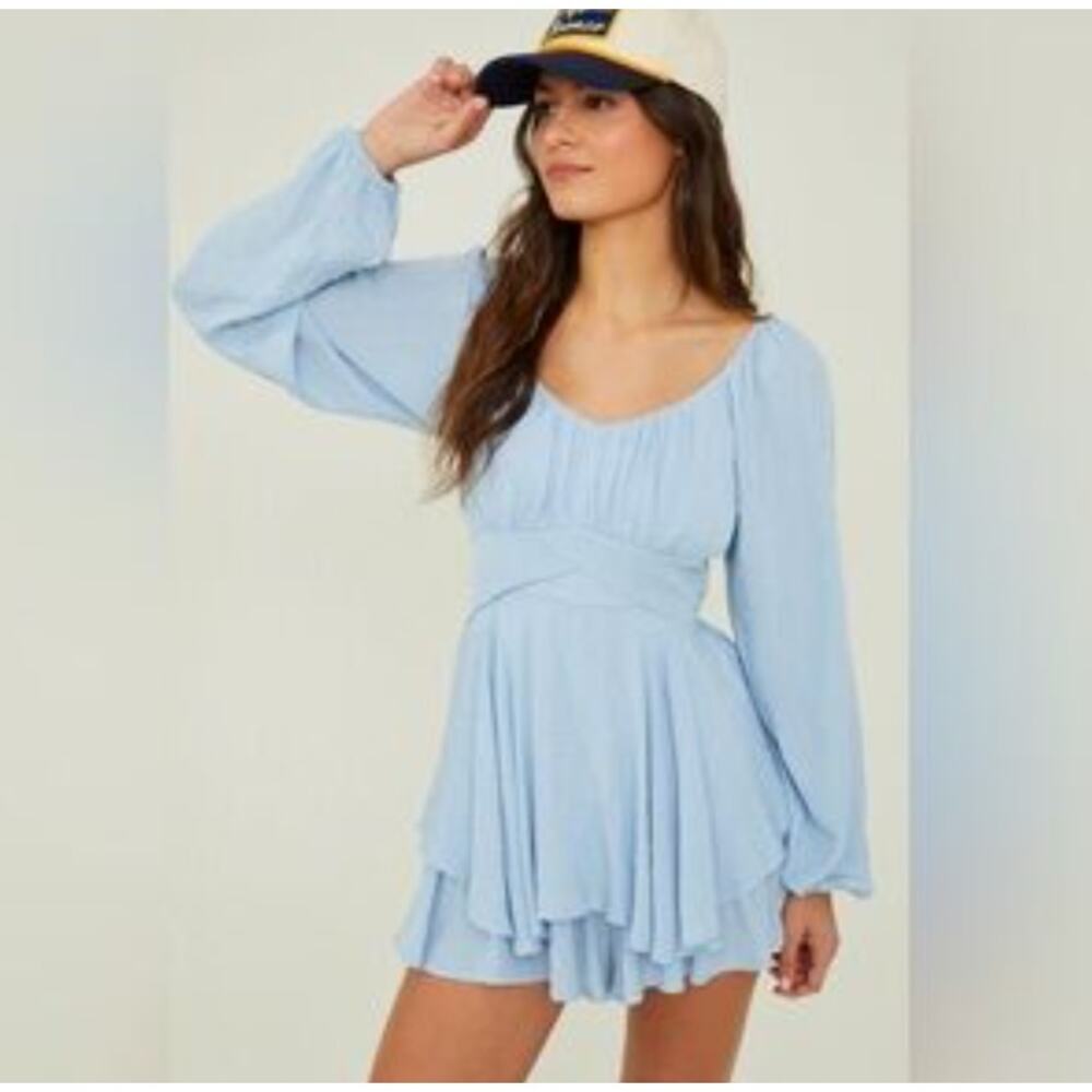 Altar'd State Soft Sage Blue Green/ Full Skort Romper Size Large